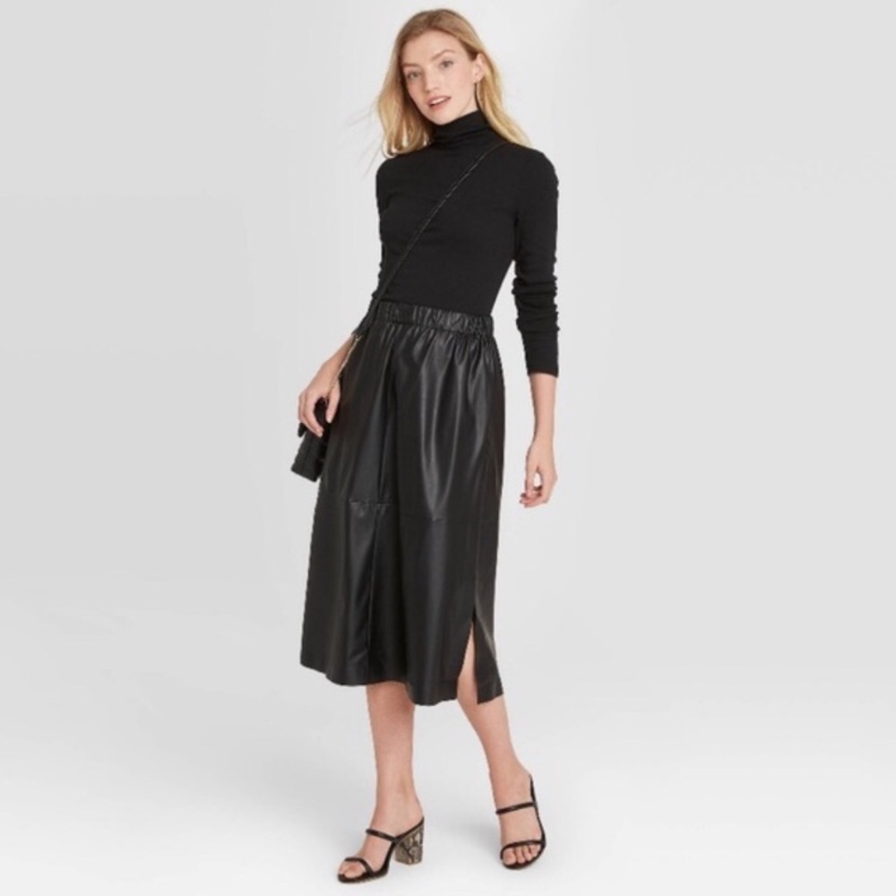 NWT A new day faux leather skirt black c3.